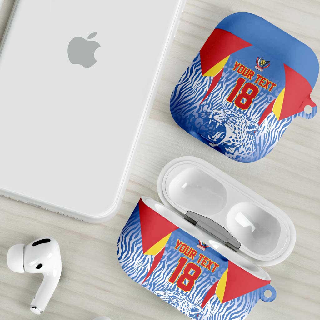 Custom DR Congo Football 2026 AirPods Case Leopard Power Fan Style