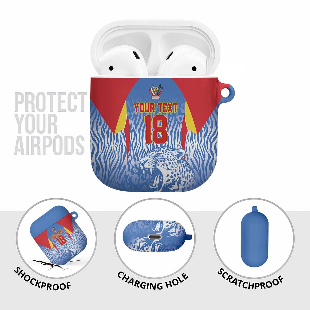 Custom DR Congo Football 2026 AirPods Case Leopard Power Fan Style