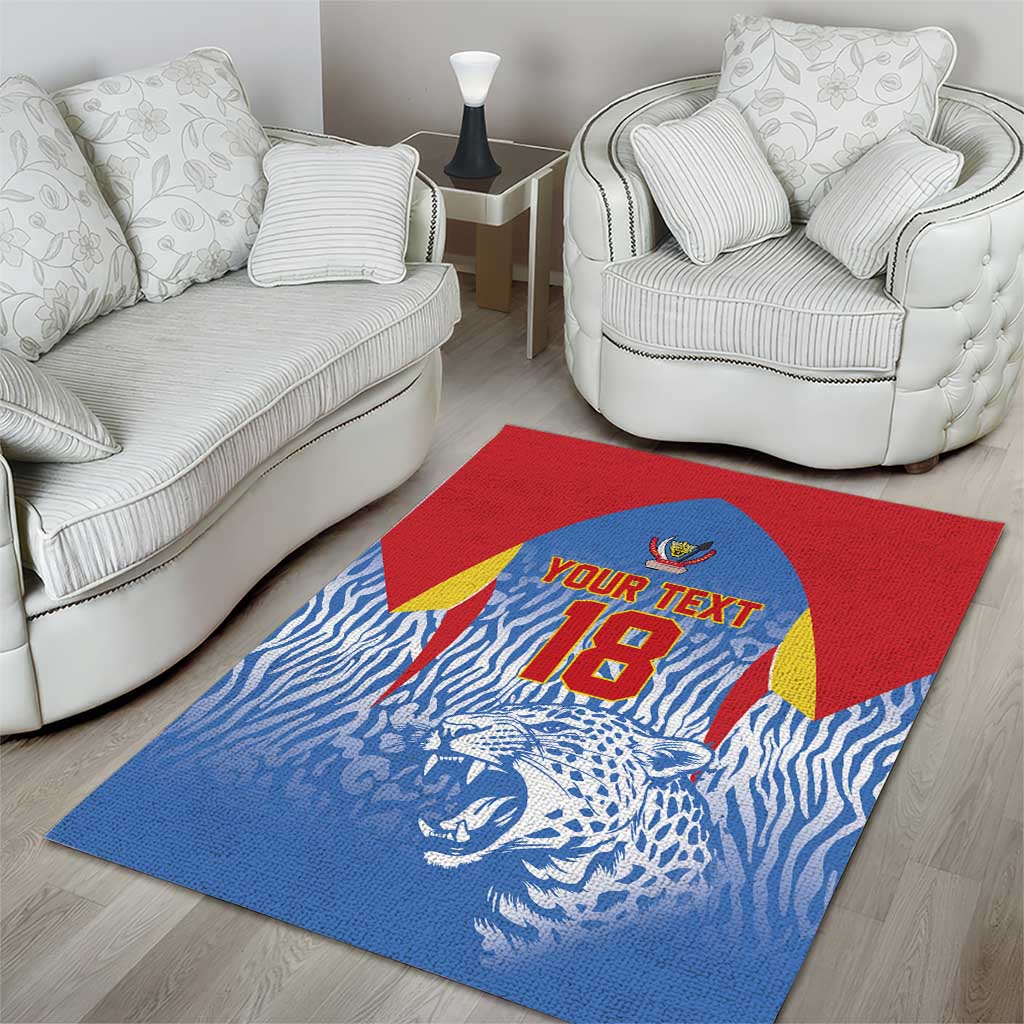 Custom DR Congo Football 2026 Area Rug Leopard Power Fan Style