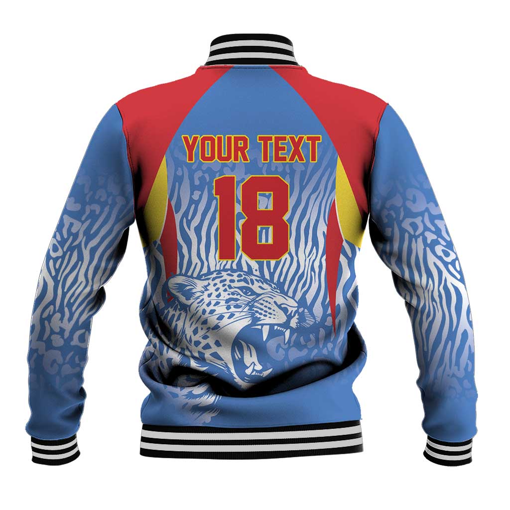 Custom DR Congo Football 2026 Baseball Jacket Leopard Power Fan Style