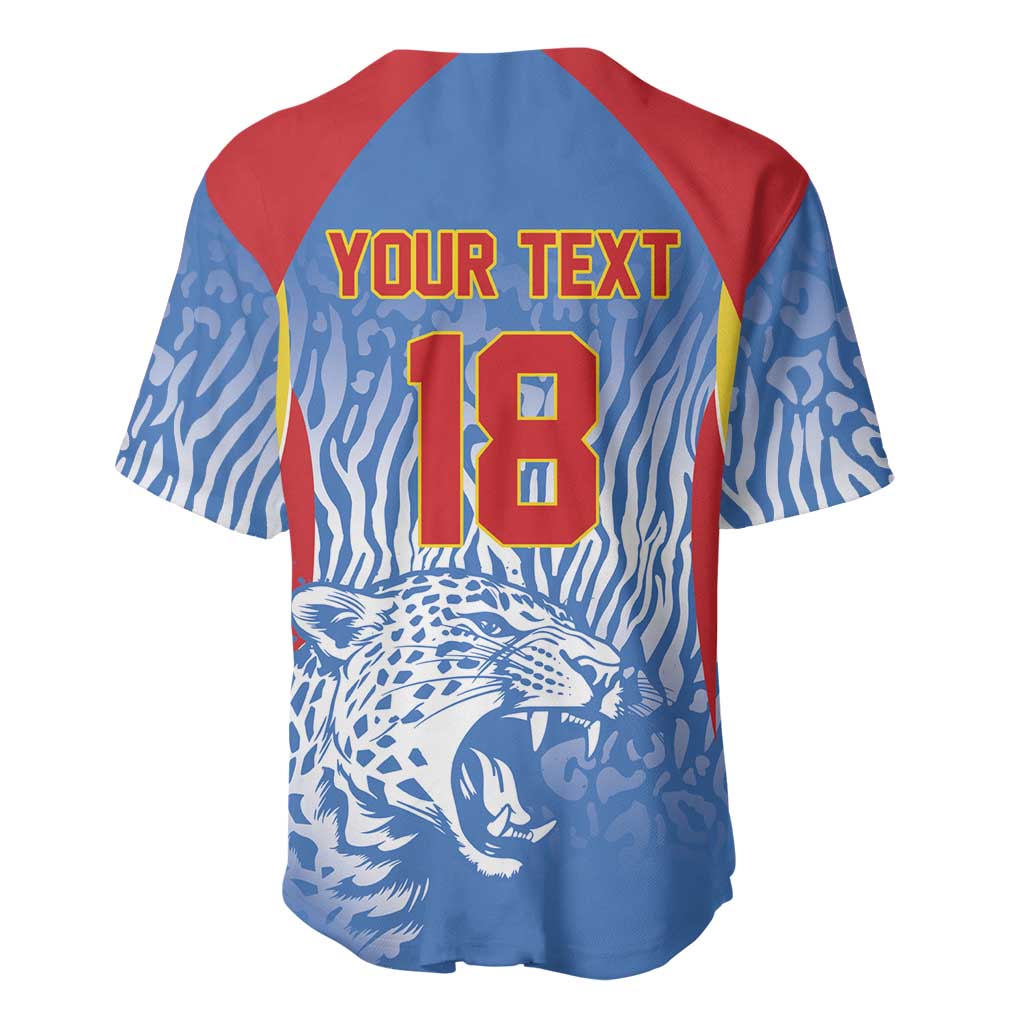 Custom DR Congo Football 2026 Baseball Jersey Leopard Power Fan Style