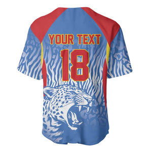 Custom DR Congo Football 2026 Baseball Jersey Leopard Power Fan Style