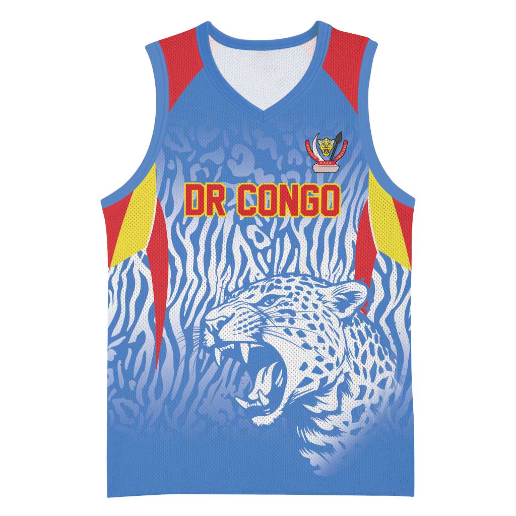Custom DR Congo Football 2026 Basketball Jersey Leopard Power Fan Style