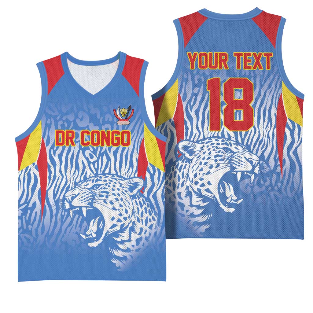Custom DR Congo Football 2026 Basketball Jersey Leopard Power Fan Style