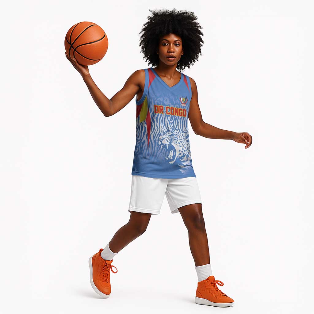 Custom DR Congo Football 2026 Basketball Jersey Leopard Power Fan Style