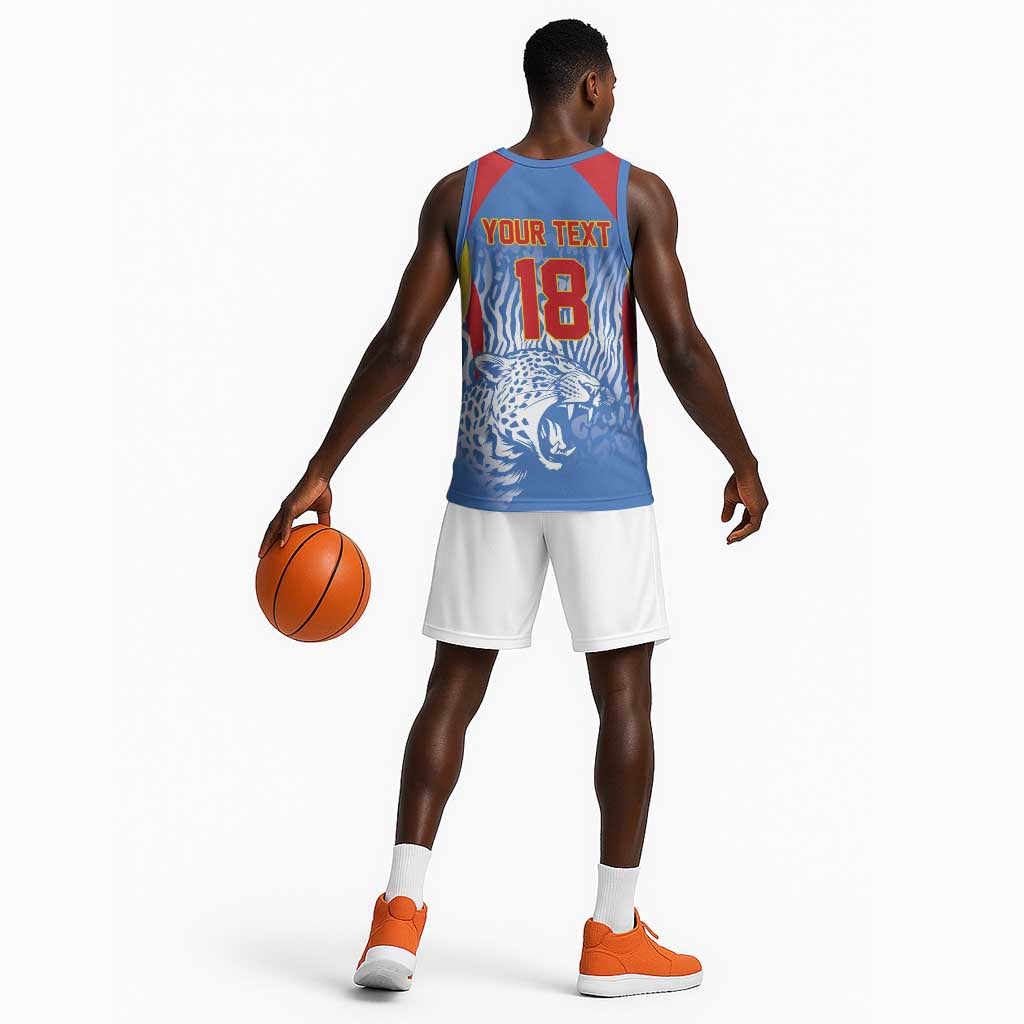 Custom DR Congo Football 2026 Basketball Jersey Leopard Power Fan Style