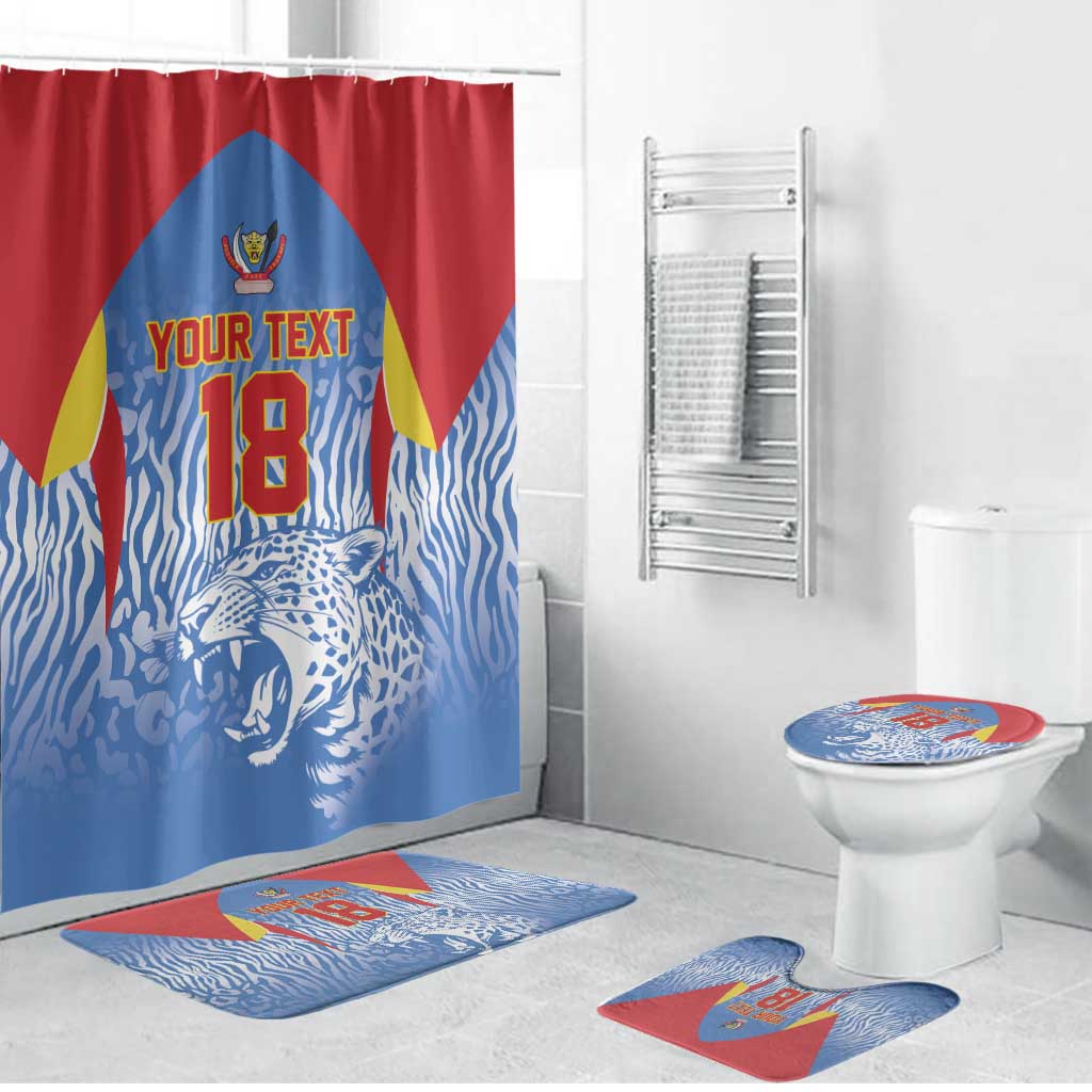 Custom DR Congo Football 2026 Bathroom Set Leopard Power Fan Style