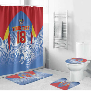 Custom DR Congo Football 2026 Bathroom Set Leopard Power Fan Style