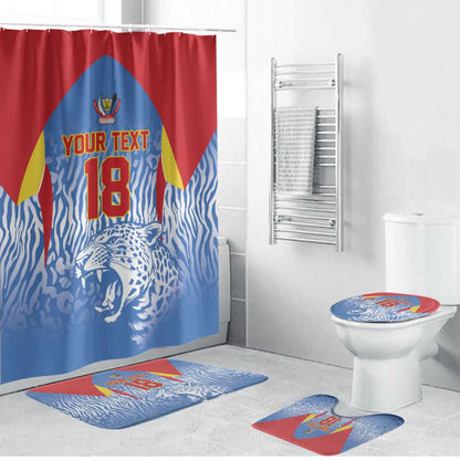 Custom DR Congo Football 2026 Bathroom Set Leopard Power Fan Style
