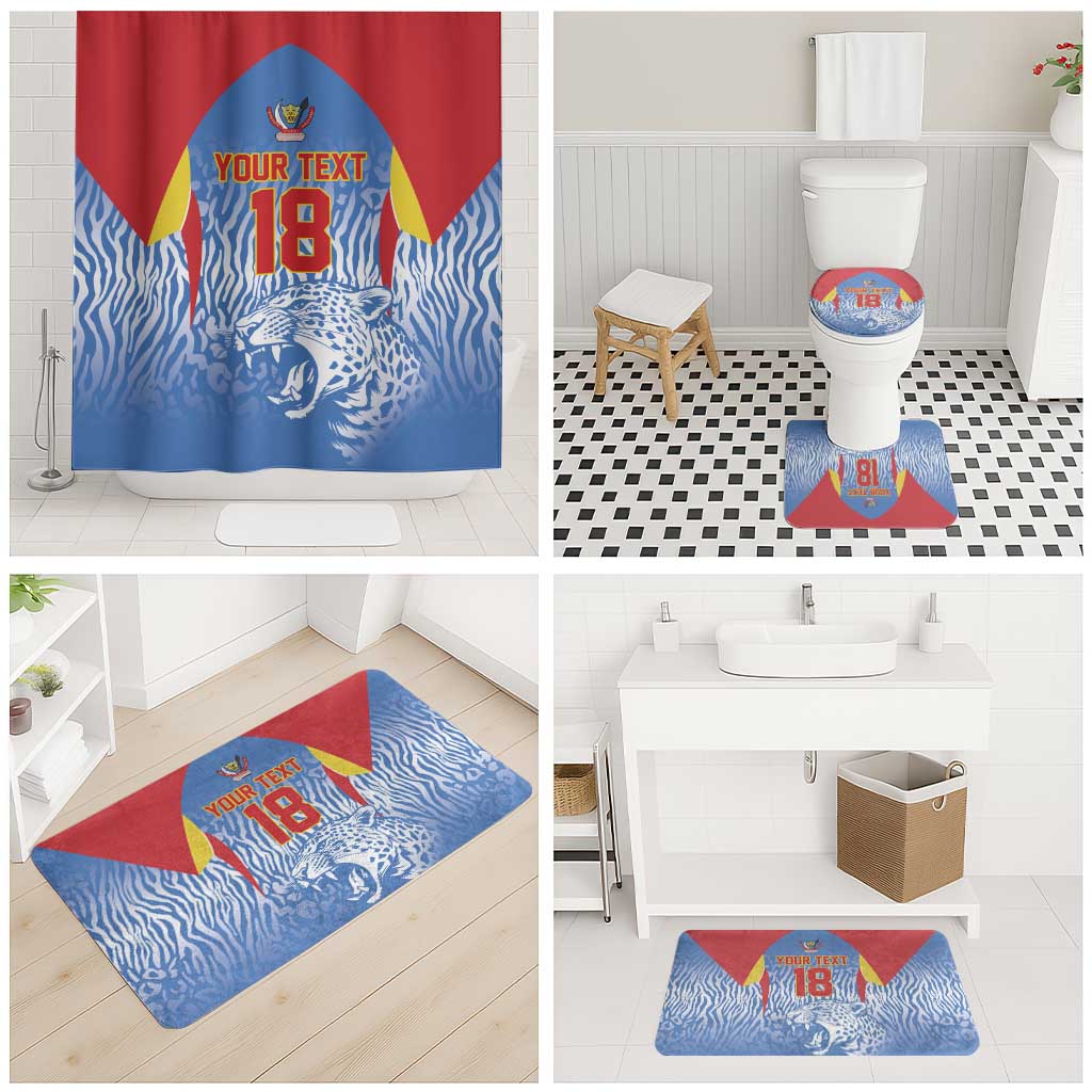 Custom DR Congo Football 2026 Bathroom Set Leopard Power Fan Style