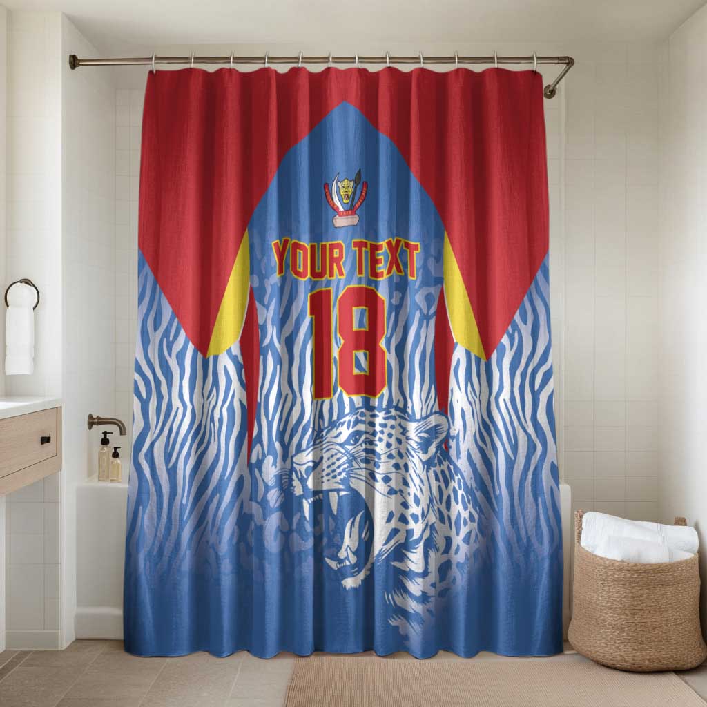 Custom DR Congo Football 2026 Bathroom Set Leopard Power Fan Style