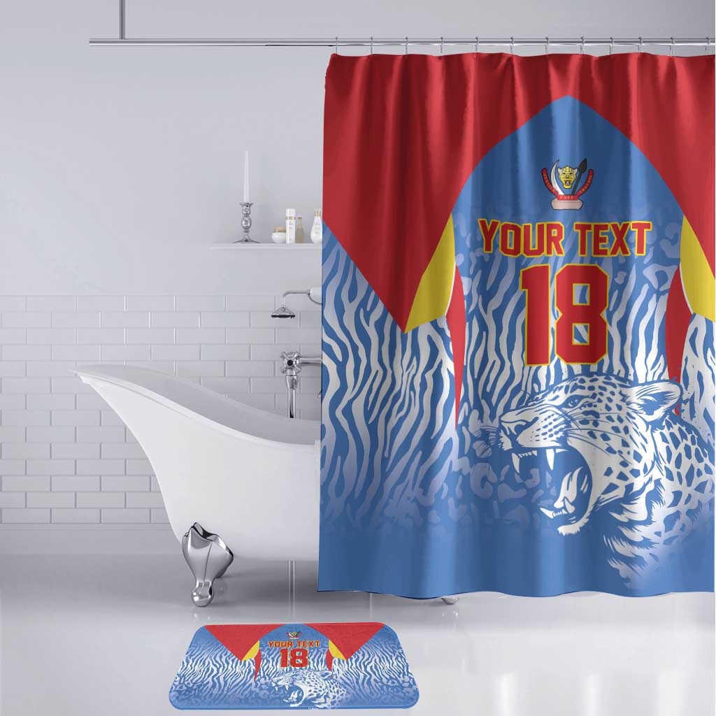Custom DR Congo Football 2026 Bathroom Set Leopard Power Fan Style