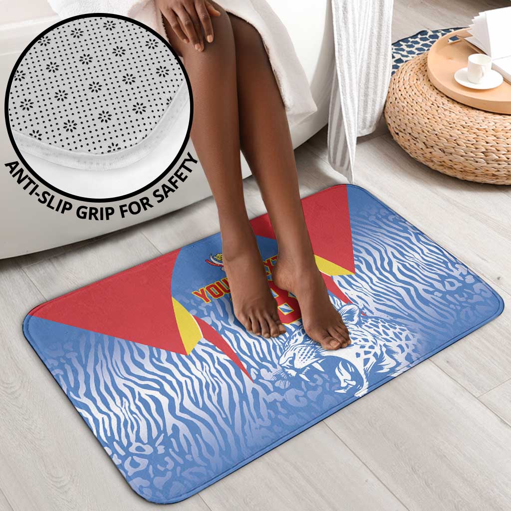 Custom DR Congo Football 2026 Bathroom Set Leopard Power Fan Style