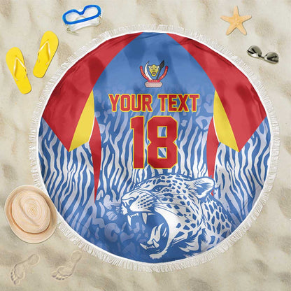 Custom DR Congo Football 2026 Beach Blanket Leopard Power Fan Style