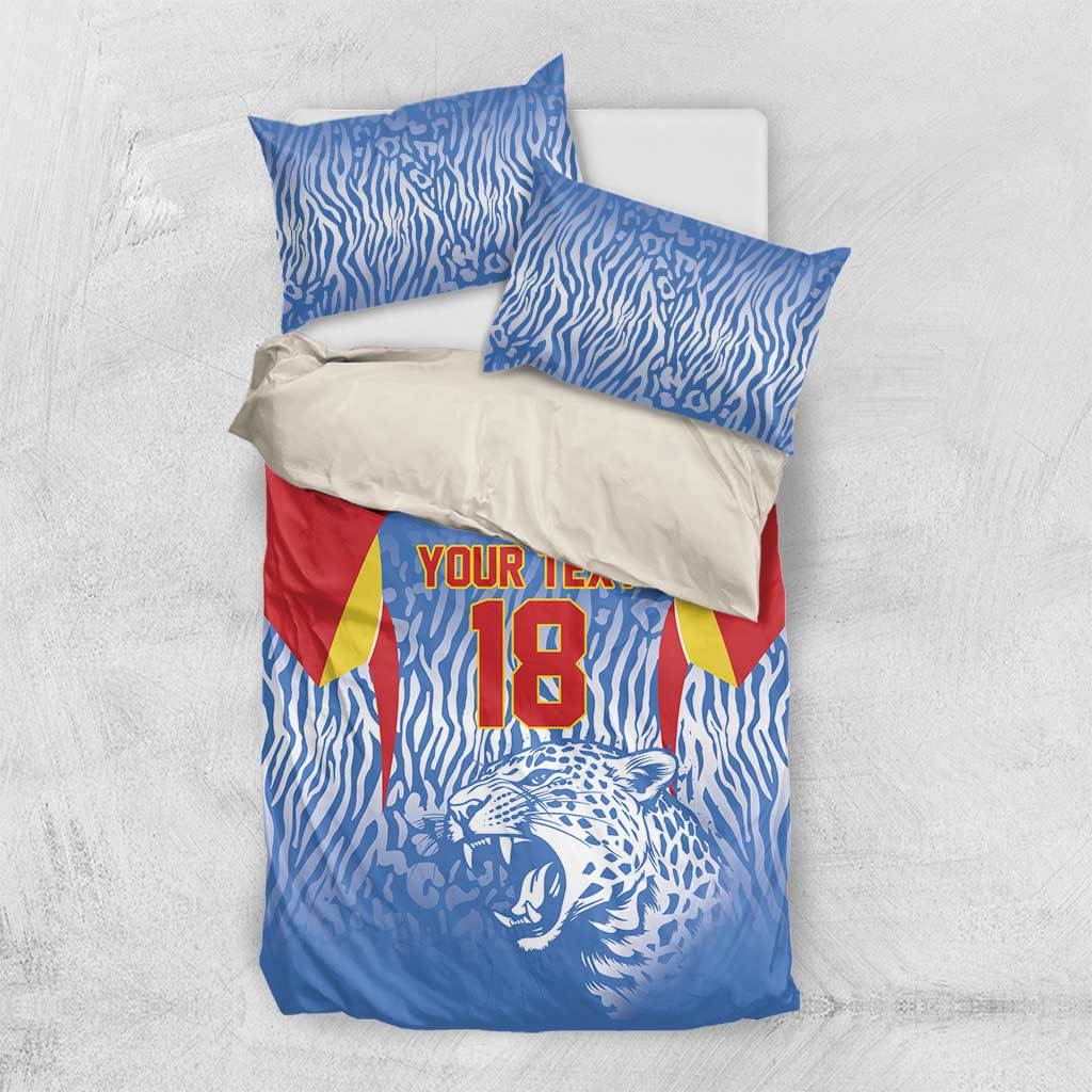 Custom DR Congo Football 2026 Bedding Set Leopard Power Fan Style
