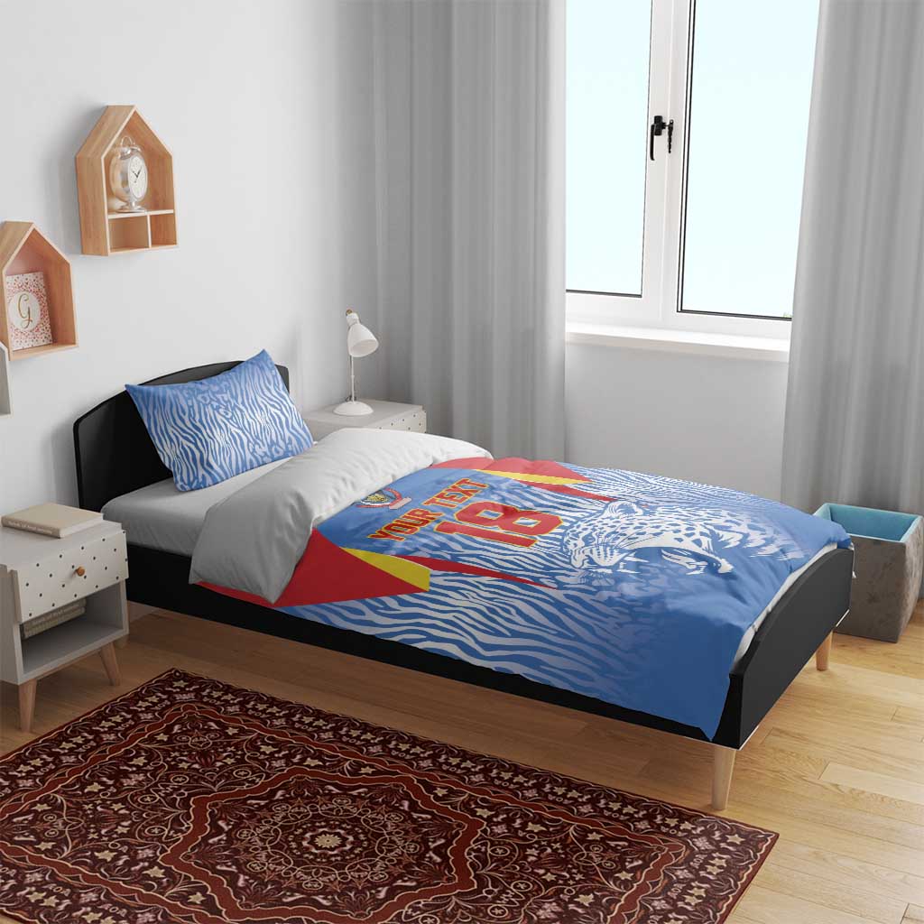 Custom DR Congo Football 2026 Bedding Set Leopard Power Fan Style