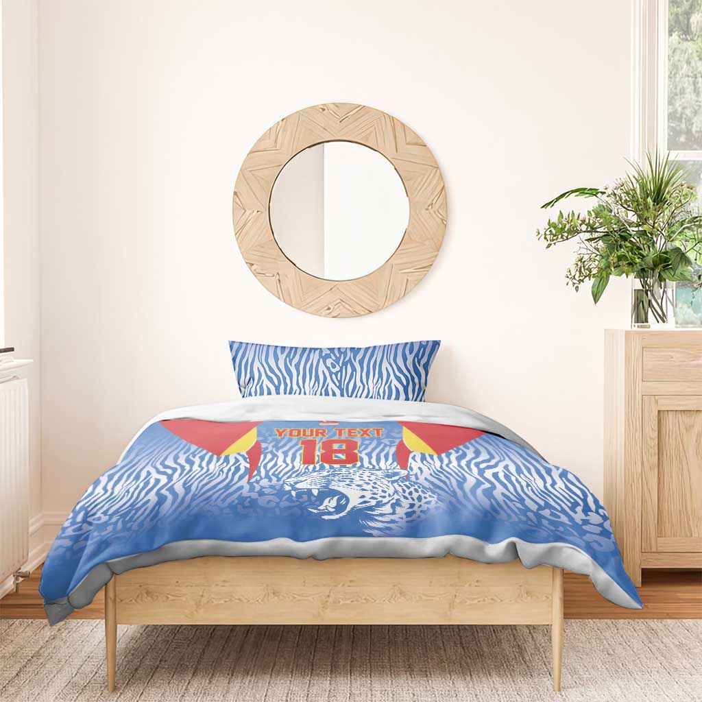 Custom DR Congo Football 2026 Bedding Set Leopard Power Fan Style