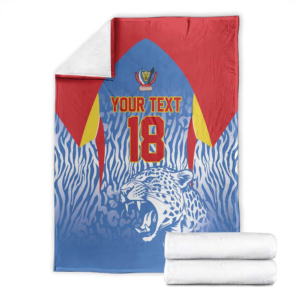 Custom DR Congo Football 2026 Blanket Leopard Power Fan Style