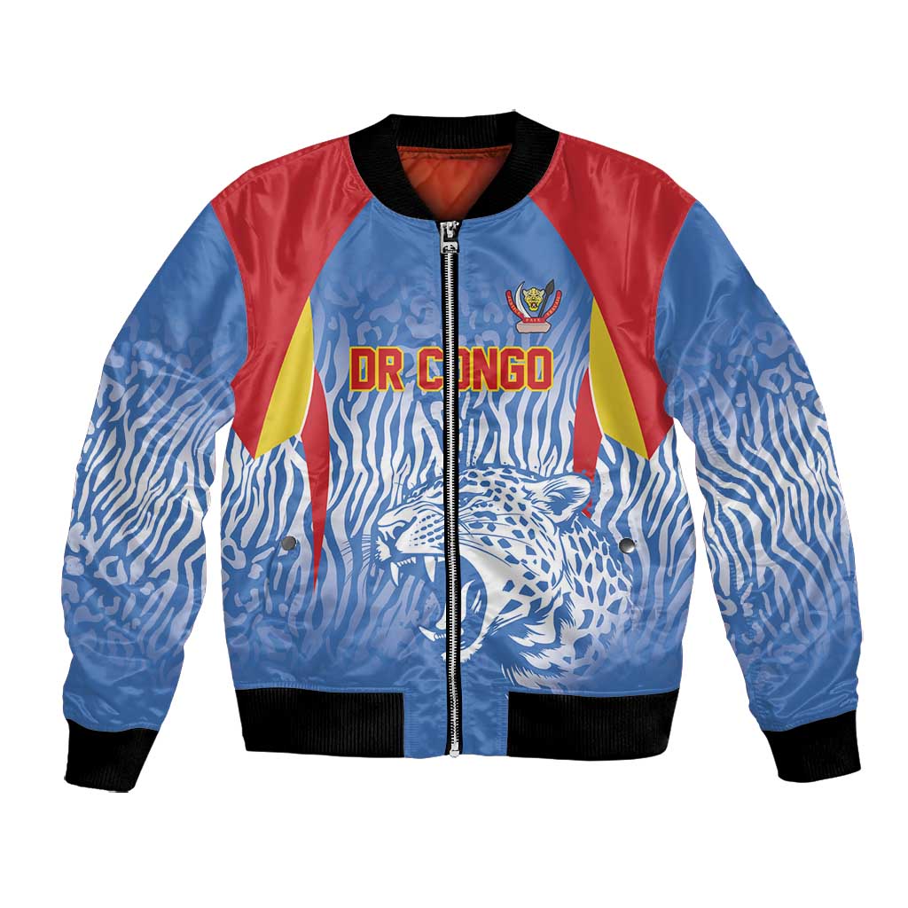 Custom DR Congo Football 2026 Bomber Jacket Leopard Power Fan Style