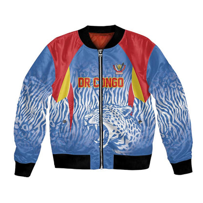 Custom DR Congo Football 2026 Bomber Jacket Leopard Power Fan Style