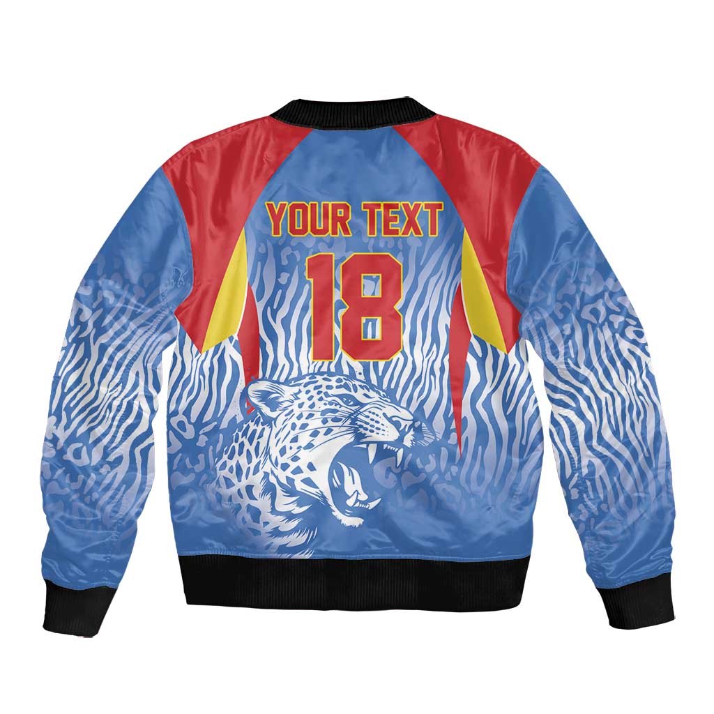 Custom DR Congo Football 2026 Bomber Jacket Leopard Power Fan Style
