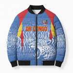 Custom DR Congo Football 2026 Bomber Puffer Jacket Leopard Power Fan Style