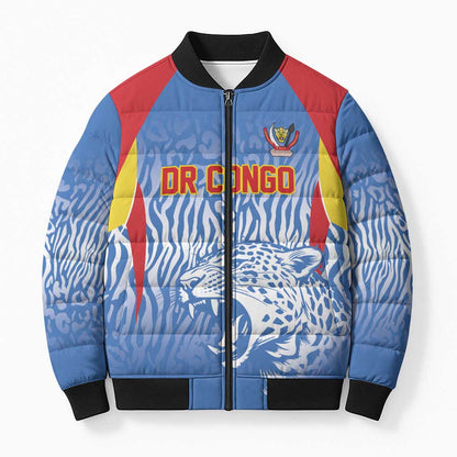 Custom DR Congo Football 2026 Bomber Puffer Jacket Leopard Power Fan Style