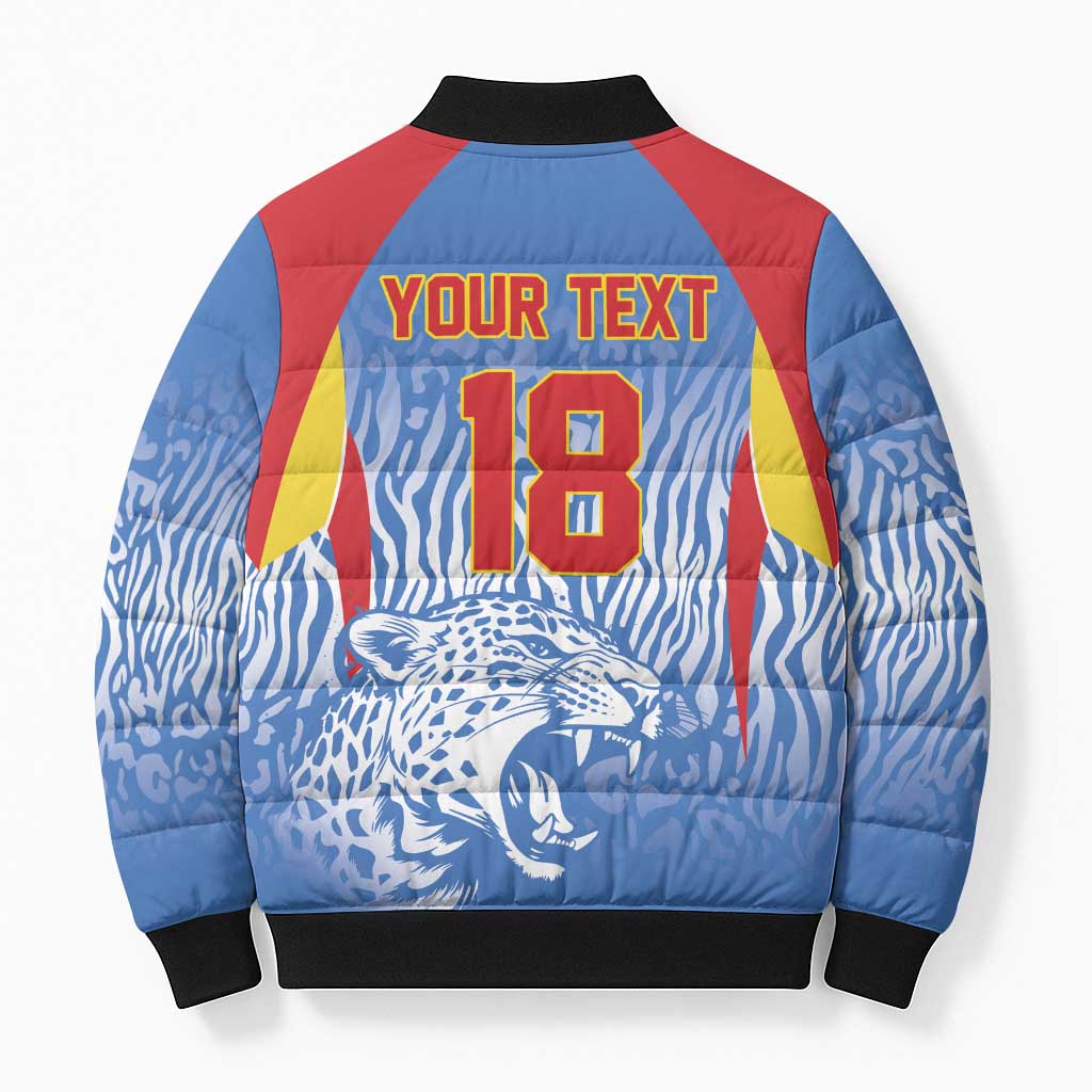 Custom DR Congo Football 2026 Bomber Puffer Jacket Leopard Power Fan Style