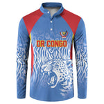 Custom DR Congo Football 2026 Button Sweatshirt Leopard Power Fan Style