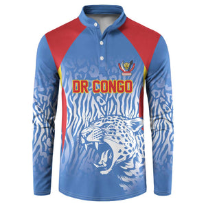 Custom DR Congo Football 2026 Button Sweatshirt Leopard Power Fan Style