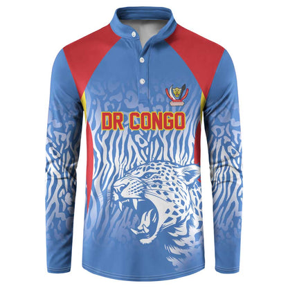 Custom DR Congo Football 2026 Button Sweatshirt Leopard Power Fan Style