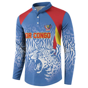 Custom DR Congo Football 2026 Button Sweatshirt Leopard Power Fan Style