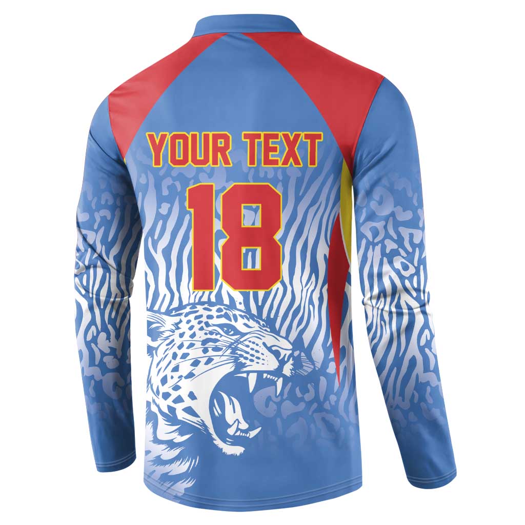 Custom DR Congo Football 2026 Button Sweatshirt Leopard Power Fan Style