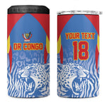 Custom DR Congo Football 2026 4 in 1 Can Cooler Tumbler Leopard Power Fan Style