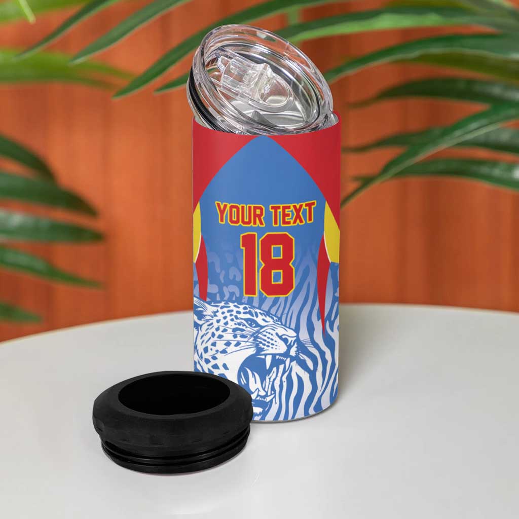 Custom DR Congo Football 2026 4 in 1 Can Cooler Tumbler Leopard Power Fan Style