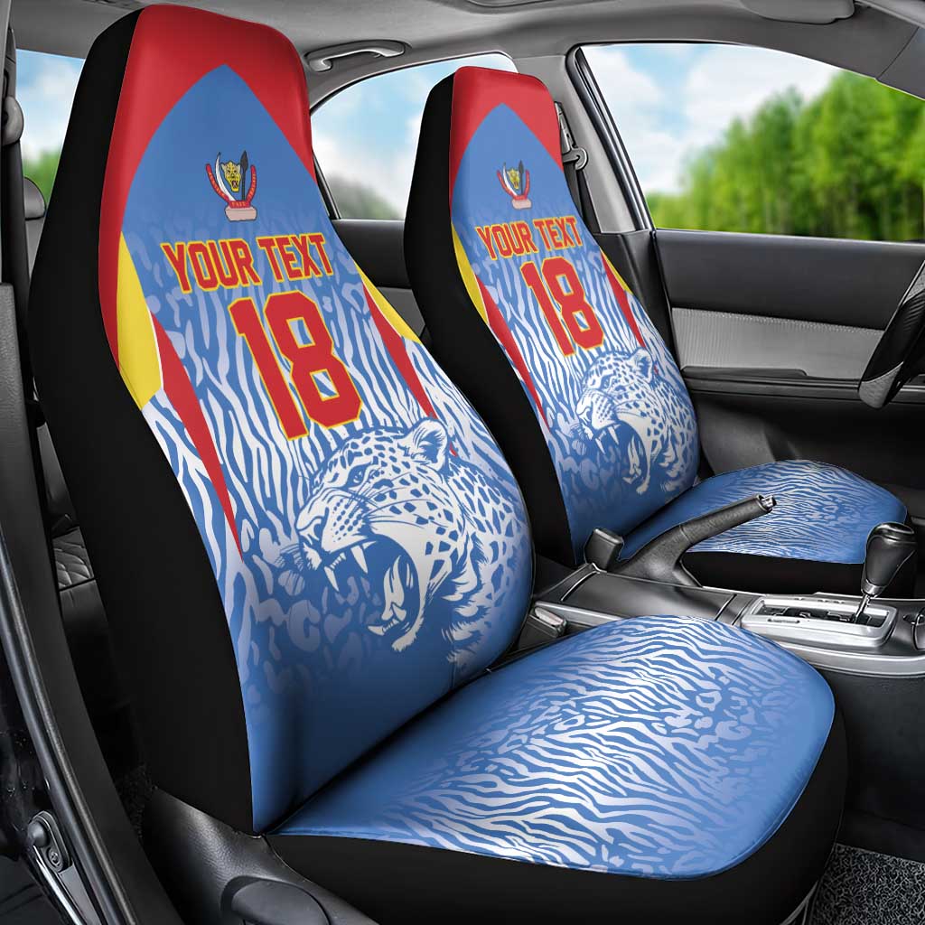 Custom DR Congo Football 2026 Car Seat Cover Leopard Power Fan Style