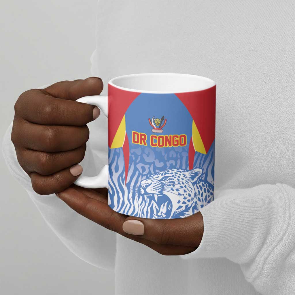 Custom DR Congo Football 2026 Ceramic Mug Leopard Power Fan Style