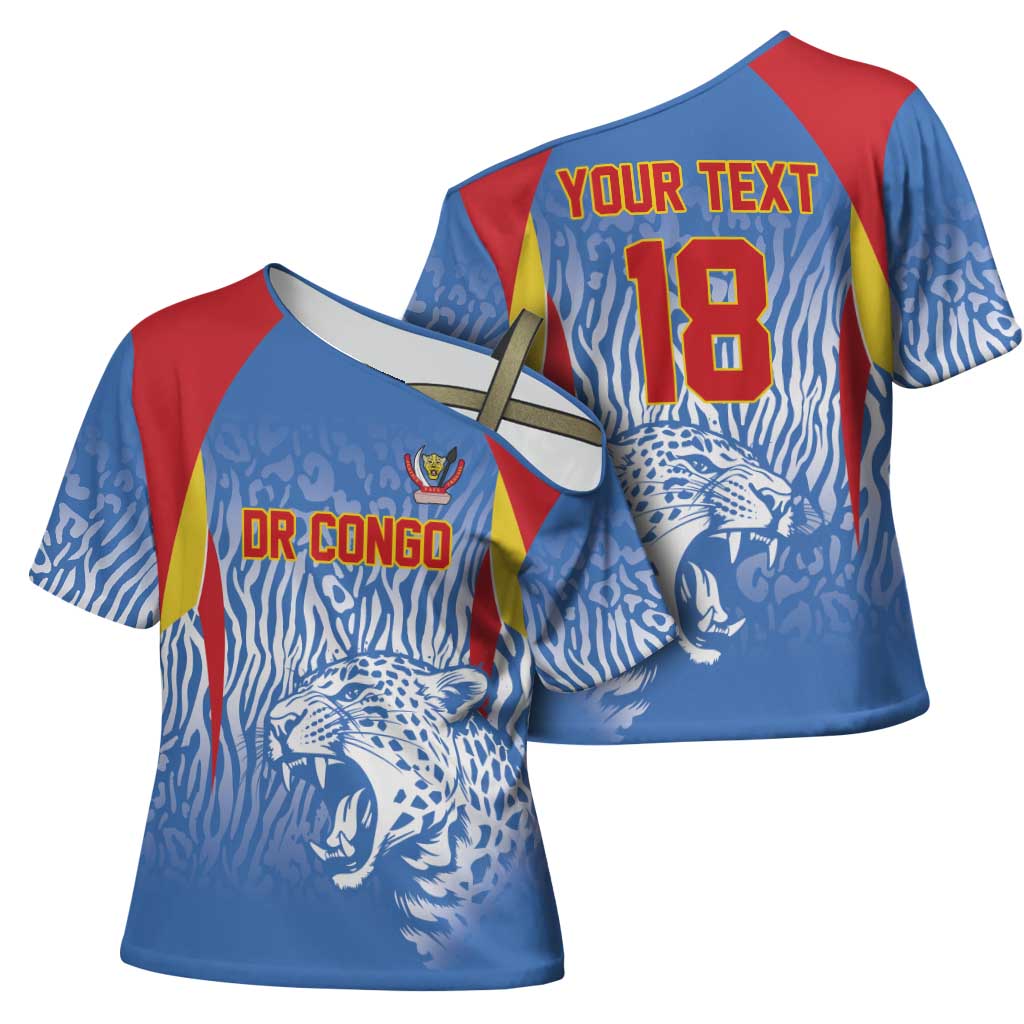 Custom DR Congo Football 2026 Cross Shoulder Shirt Leopard Power Fan Style