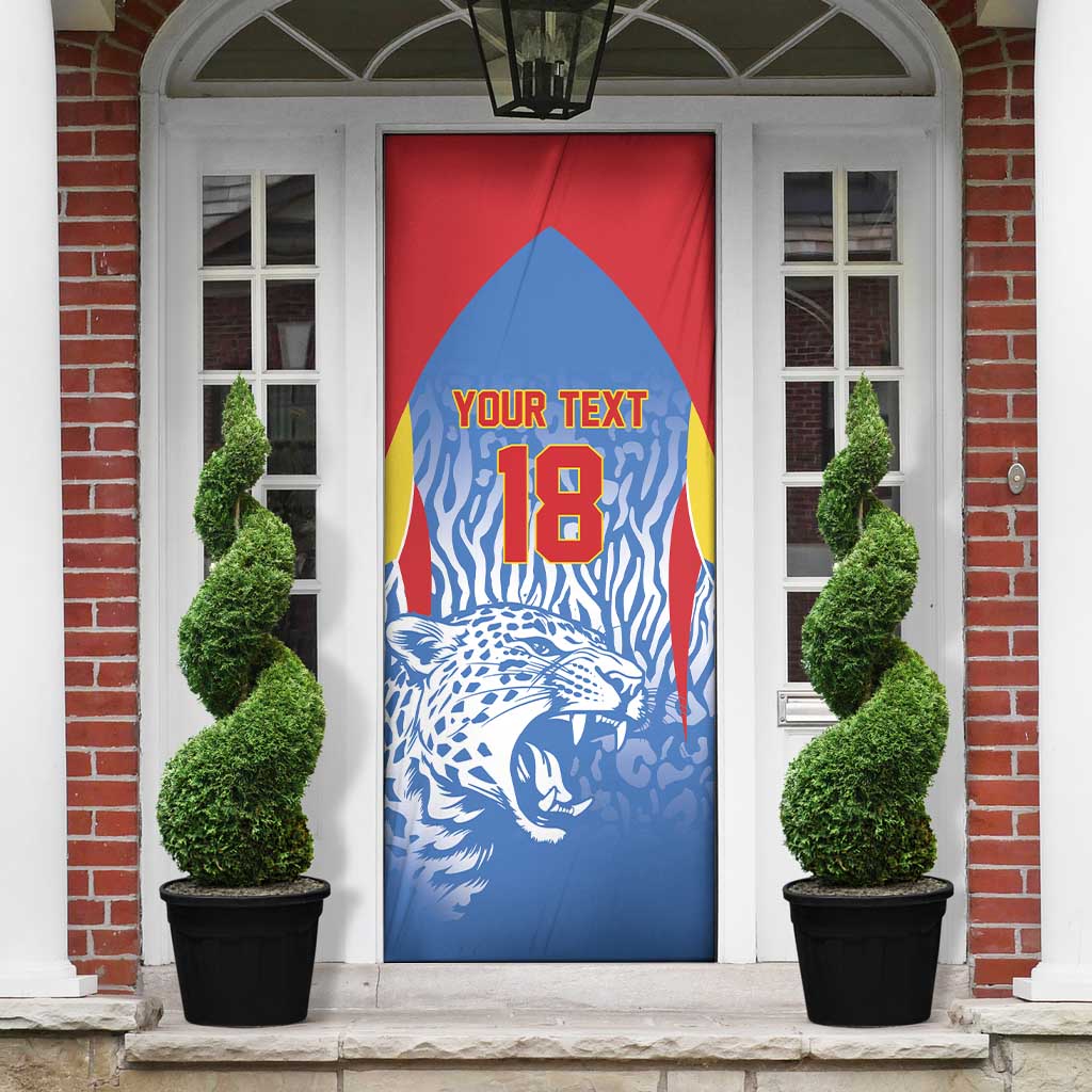 Custom DR Congo Football 2026 Door Cover Leopard Power Fan Style