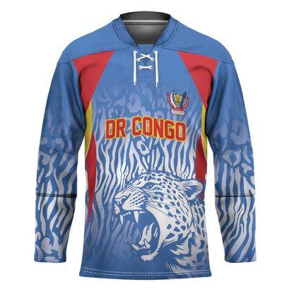 Custom DR Congo Football 2026 Hockey Jersey Leopard Power Fan Style