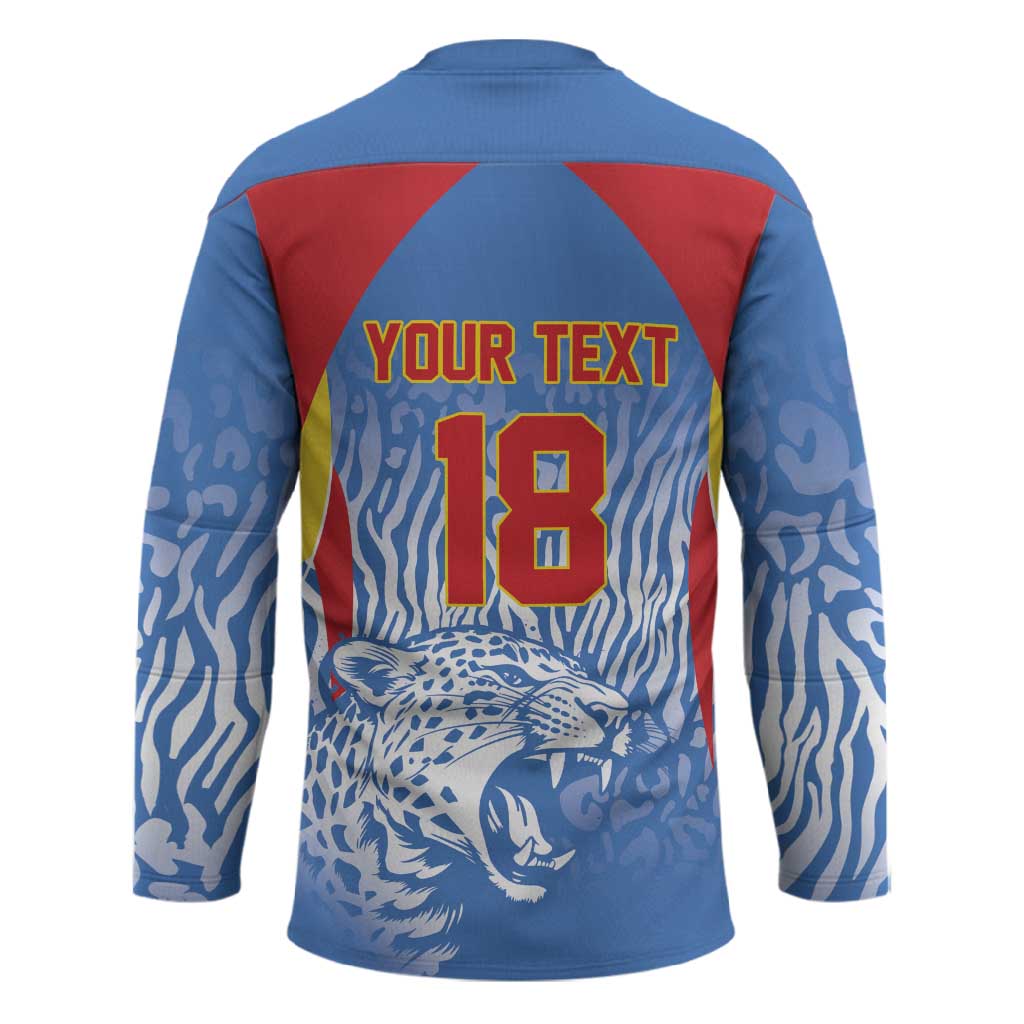Custom DR Congo Football 2026 Hockey Jersey Leopard Power Fan Style