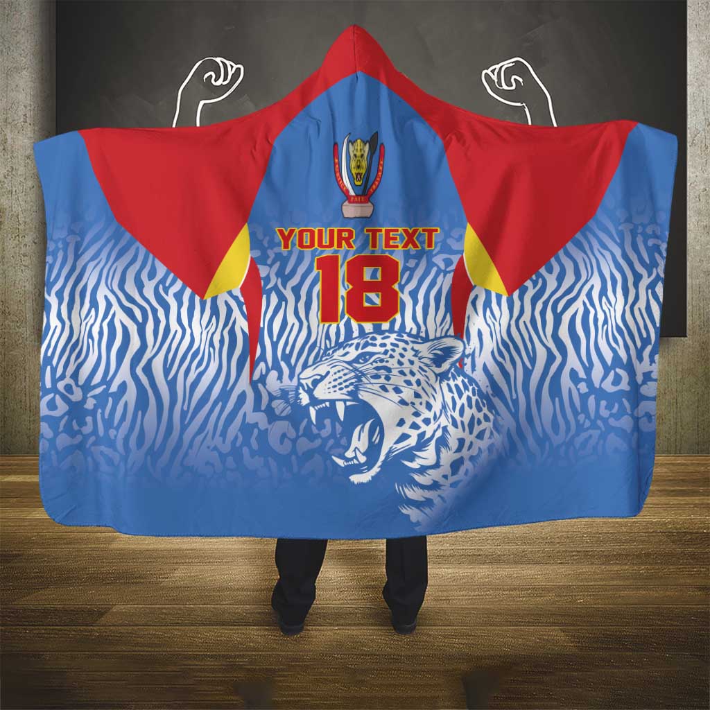 Custom DR Congo Football 2026 Hooded Blanket Leopard Power Fan Style