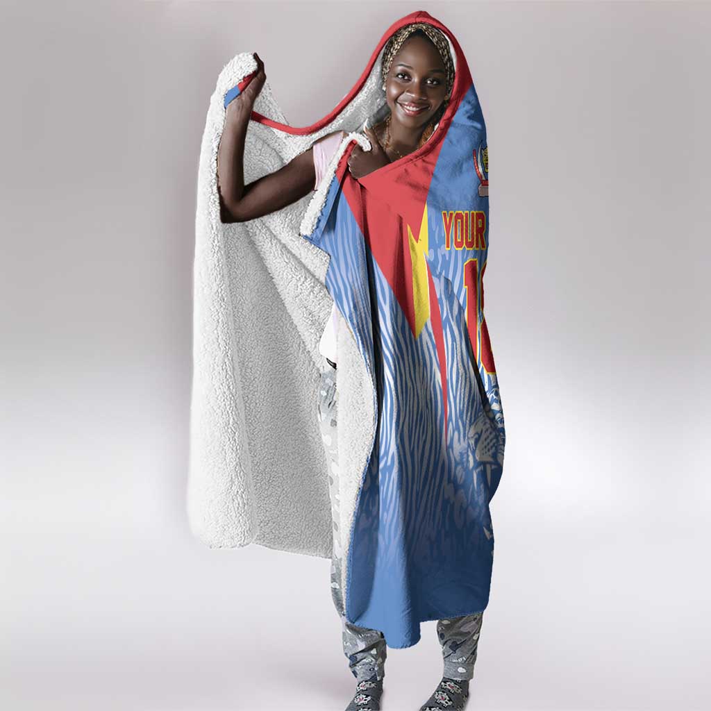 Custom DR Congo Football 2026 Hooded Blanket Leopard Power Fan Style