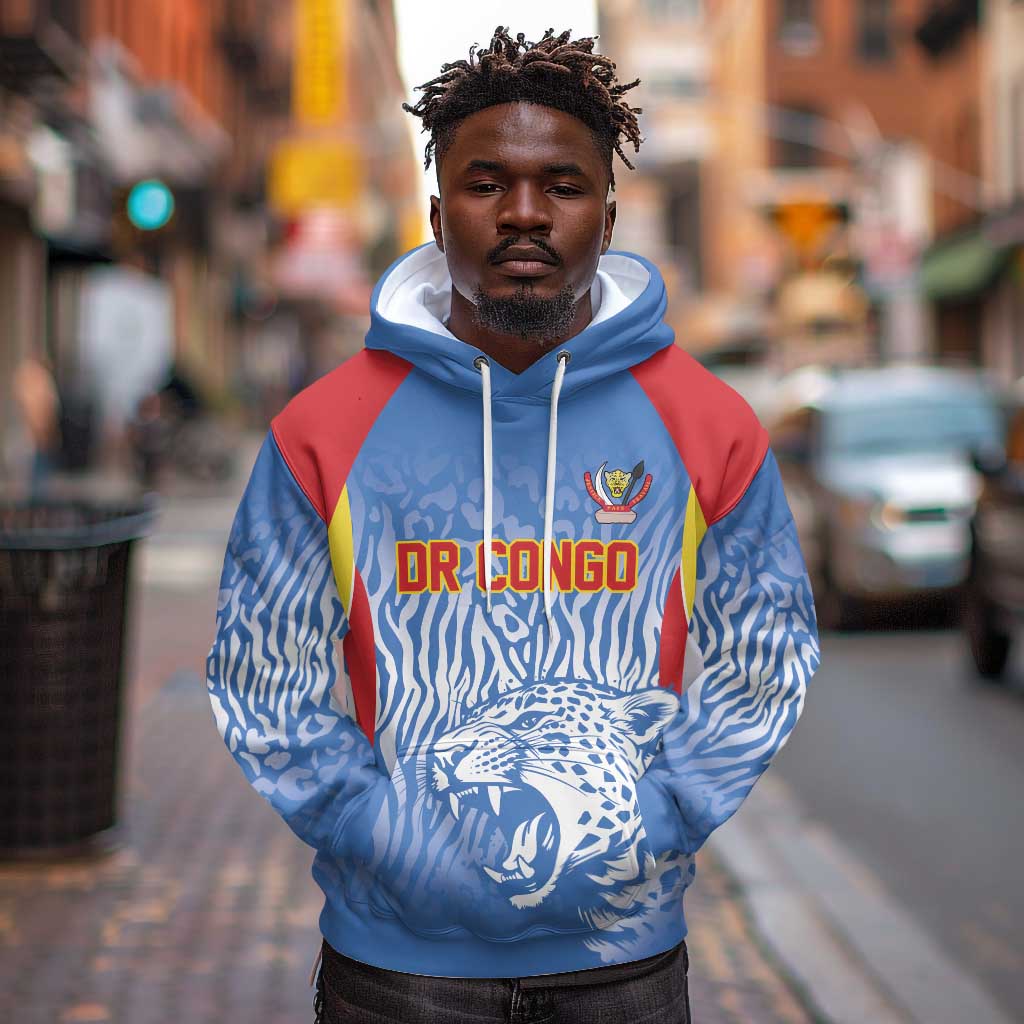 Custom DR Congo Football 2026 Hoodie Leopard Power Fan Style