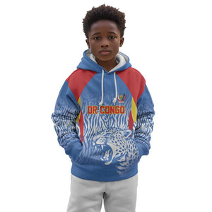 Custom DR Congo Football 2026 Kid Hoodie Leopard Power Fan Style