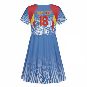 Custom DR Congo Football 2026 Kid Short Sleeve Dress Leopard Power Fan Style