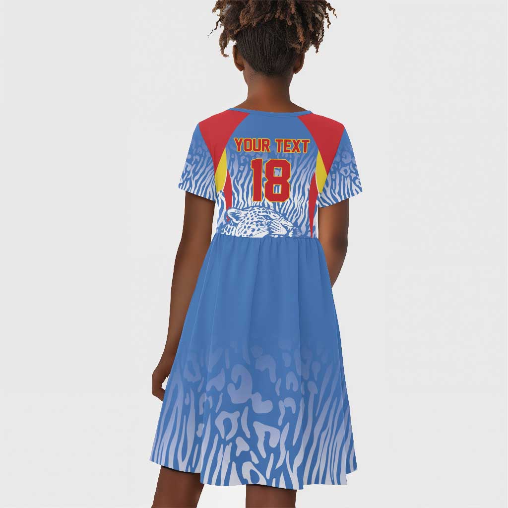 Custom DR Congo Football 2026 Kid Short Sleeve Dress Leopard Power Fan Style