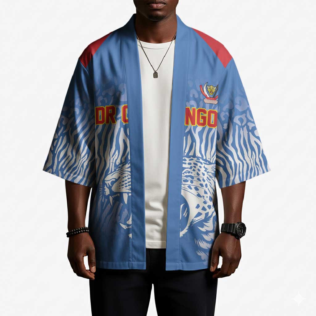 Custom DR Congo Football 2026 Kimono Leopard Power Fan Style