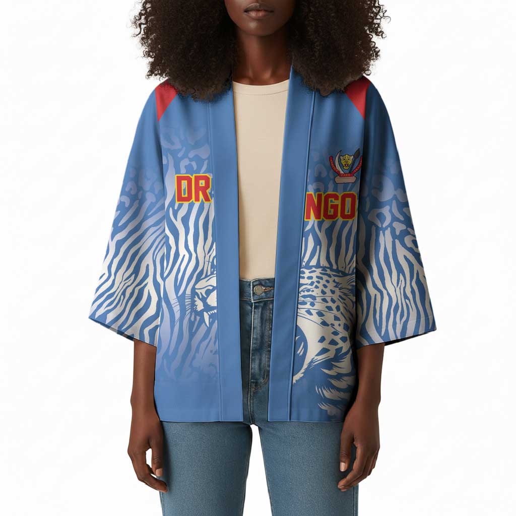 Custom DR Congo Football 2026 Kimono Leopard Power Fan Style