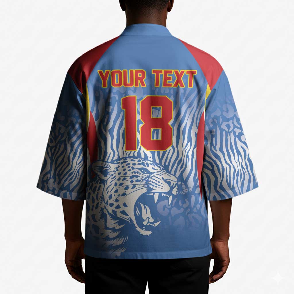 Custom DR Congo Football 2026 Kimono Leopard Power Fan Style